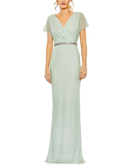 Mac Duggal Beaded V-Neck Gown in Green | Lyst Mac Duggal Beaded V-Neck Gown in Green | Lyst