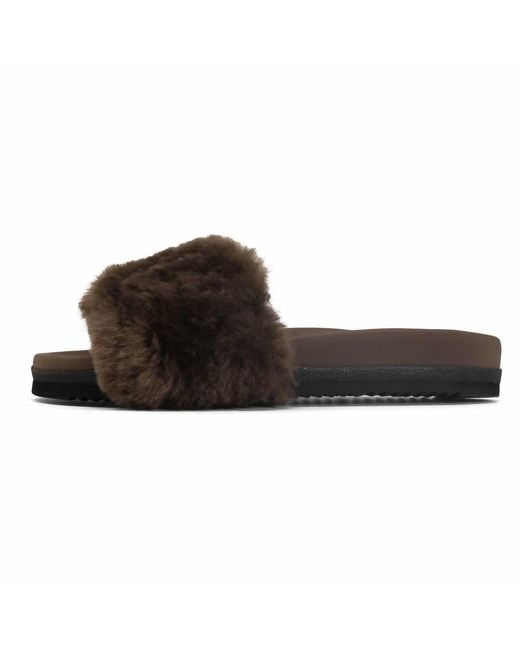Roam Brown Cloud Shearling Slider Sandal