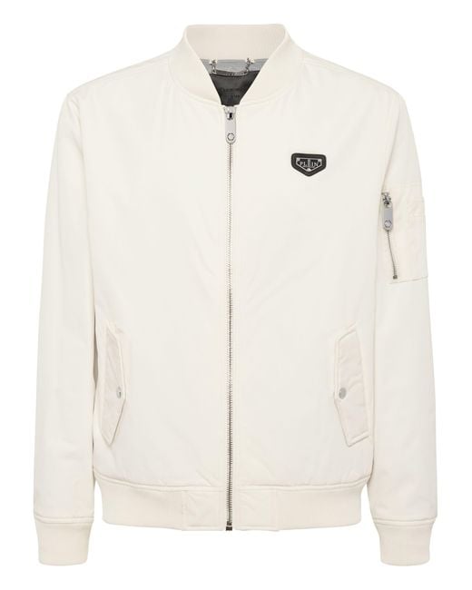 Philipp Plein Natural Nylon Bomber Jacket for men