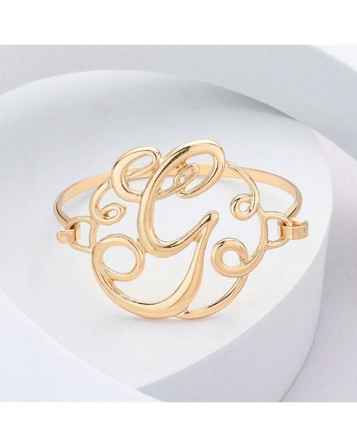 Fashnzfab Metallic G- Initial Monogram Curlicue Bracelet