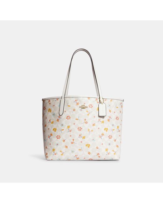 Coach Outlet Multicolor City Tote In Signature Canvas With Mystical Floral Print
