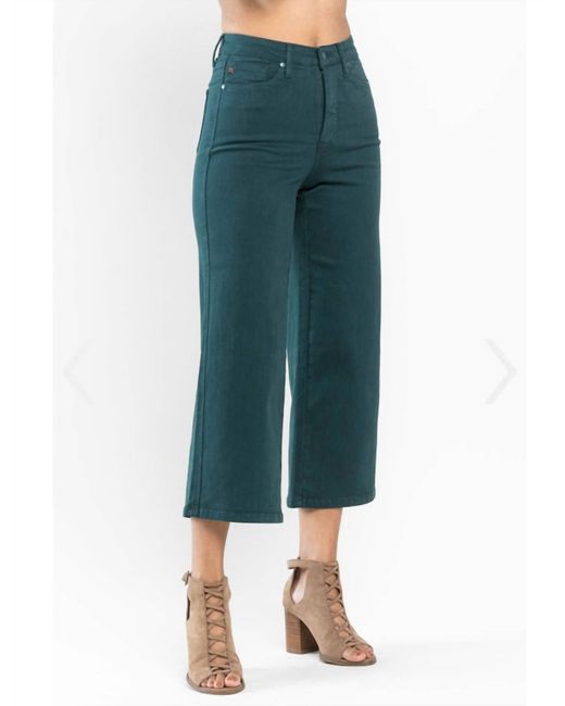 Judy Blue Green Wide Leg Crop Jean
