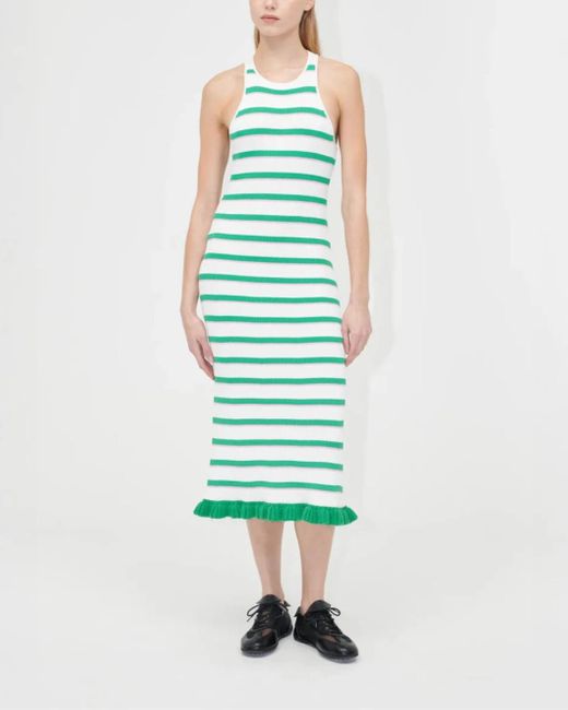 Stine Goya Green Ruffle Tank Dress