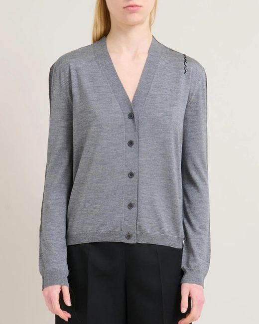 Marni Gray Long Sleeve Colorblock Cardigan