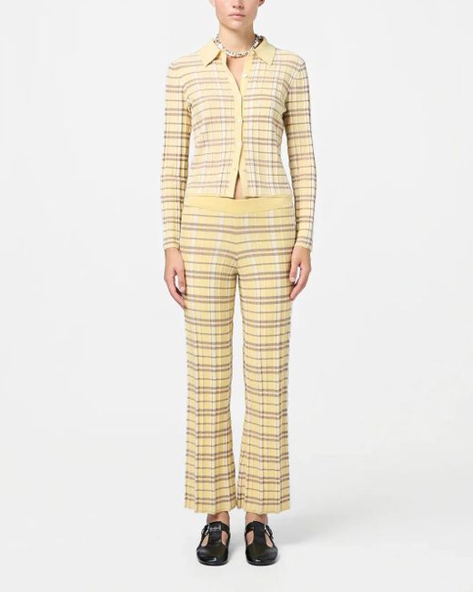 Guest In Residence Yellow Plaid Flare Pant Butter Combo