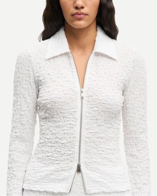 Samsøe & Samsøe White Sadaisy Zip Blouse