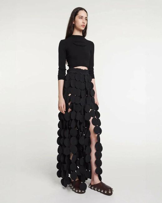 Laser Cut Multi Circle Double Layered Maxi Skirt