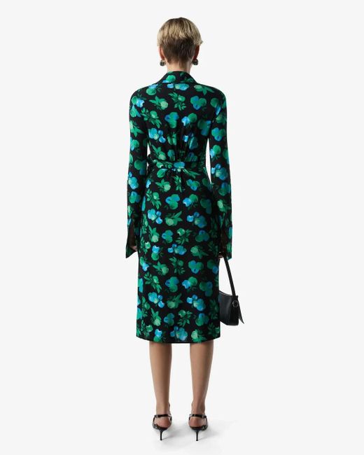 Coperni Green C-Logo Print Wrap Blouse Dress