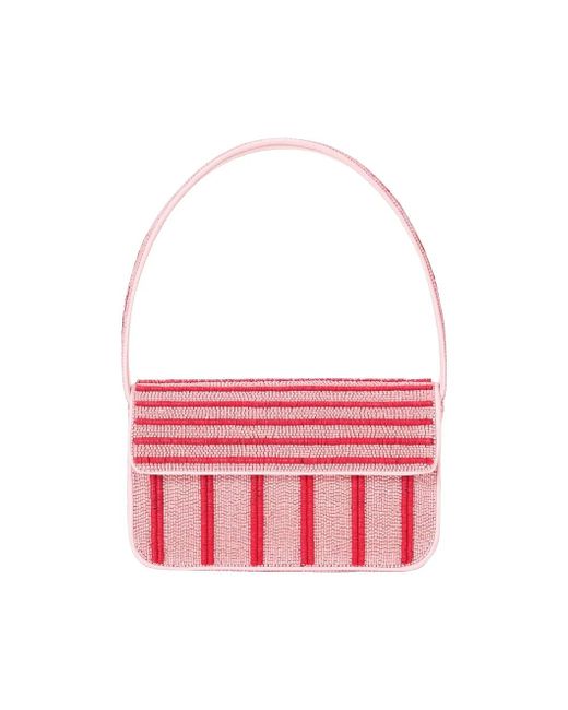 Staud Pink Tommy Beaded Bag Montauk Stripe