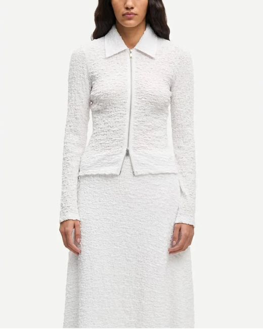 Samsøe & Samsøe White Sadaisy Zip Blouse