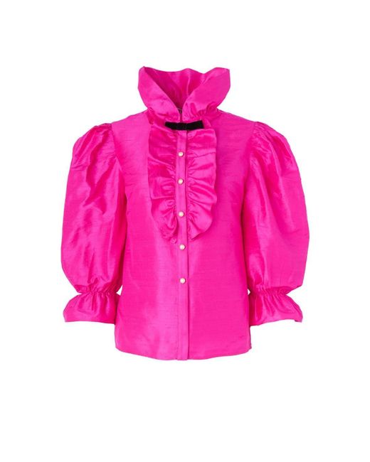 BATSHEVA Long Sleeve Lou Blouse in Pink Lyst