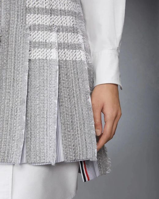Thom Browne Gray Solid Tweed 4-Bar Pleated Mini Skirt