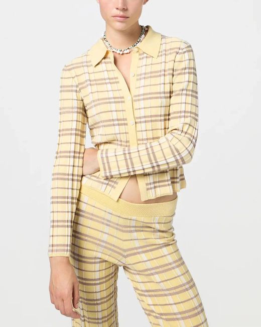 Guest In Residence Yellow Plaid Flare Pant Butter Combo