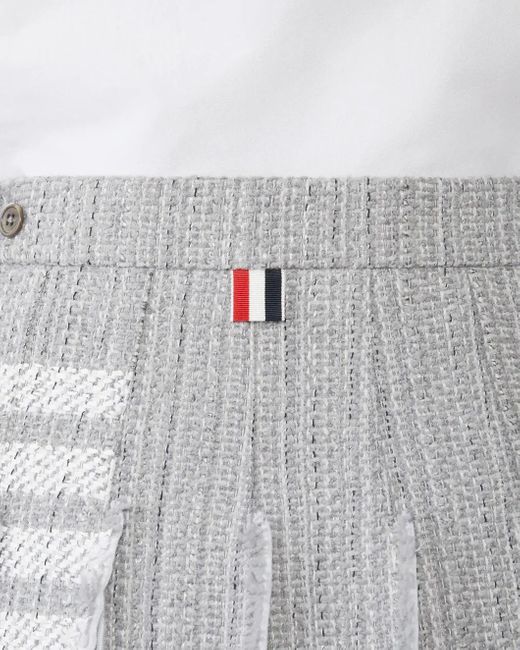 Thom Browne Gray Solid Tweed 4-Bar Pleated Mini Skirt