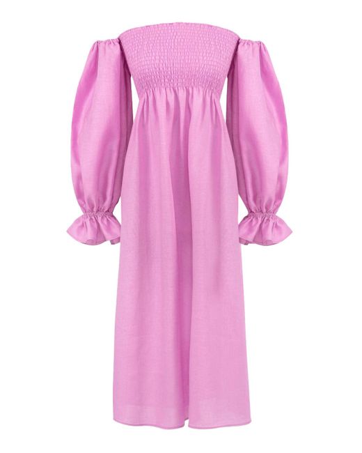 Sleeper Atlanta Linen Dress in Pink - Save 17% | Lyst