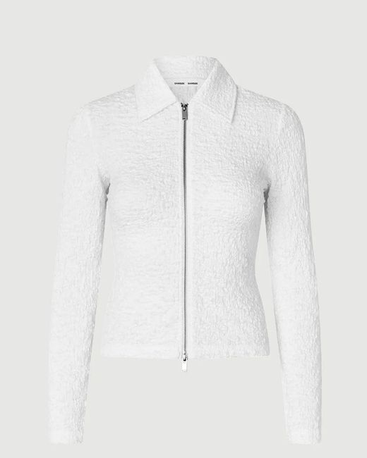 Samsøe & Samsøe White Sadaisy Zip Blouse