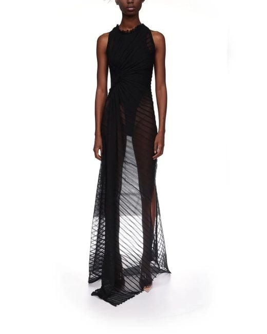 Victoria Beckham Black Sleeveless Gathered Detail Dress