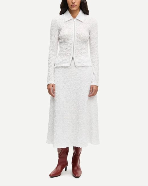 Samsøe & Samsøe White Sadaisy Zip Blouse
