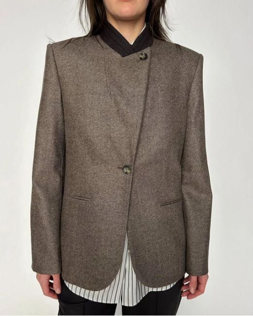 Twp Brown Buttoned Up Blazer