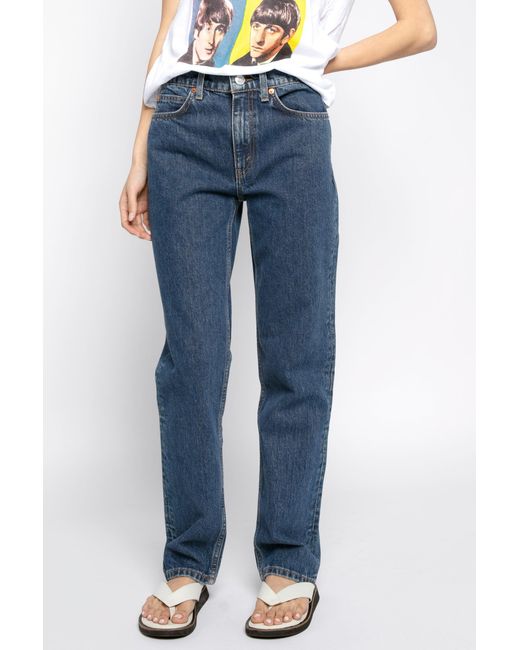Damen Bekleidung Jeans Jeans mit gerader Passform RE/DONE Jeans Aus Baumwolldenim 70s in Blau 
