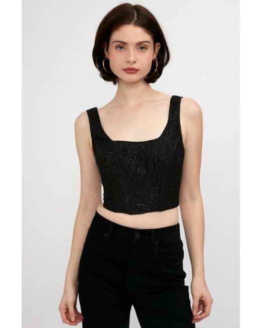FRAME Beaded Corset Top in Black Lyst
