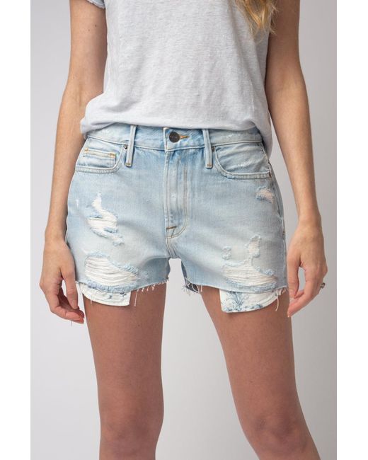 FRAME Denim Le Beau Short in Blue | Lyst
