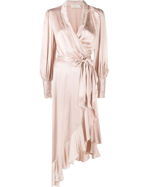 Ulla Johnson Silk Wrap Midi Dress in Pink | Lyst