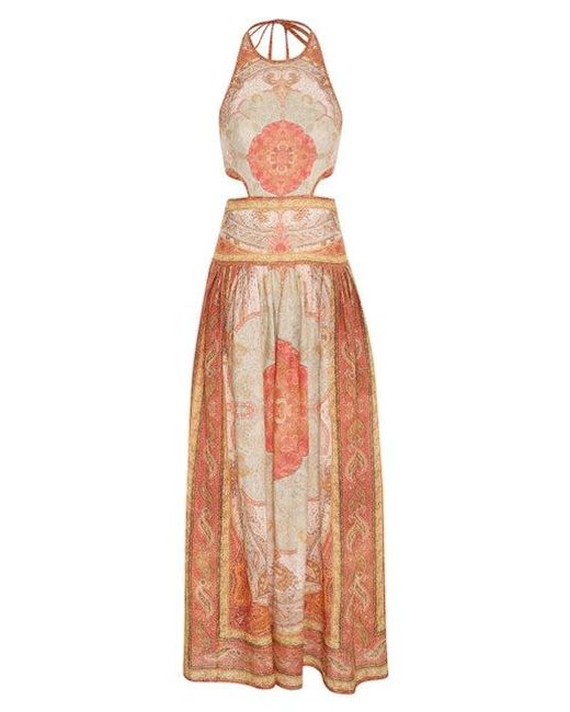 Zimmermann Linen Anneke Cut Out Long Dress Lyst