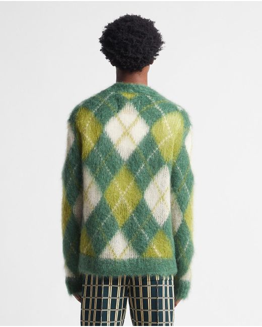 argyle cardigan green