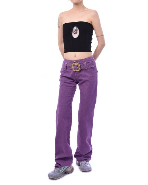 Cormio Robin Denim Jeans With Belt in Purple | Lyst
