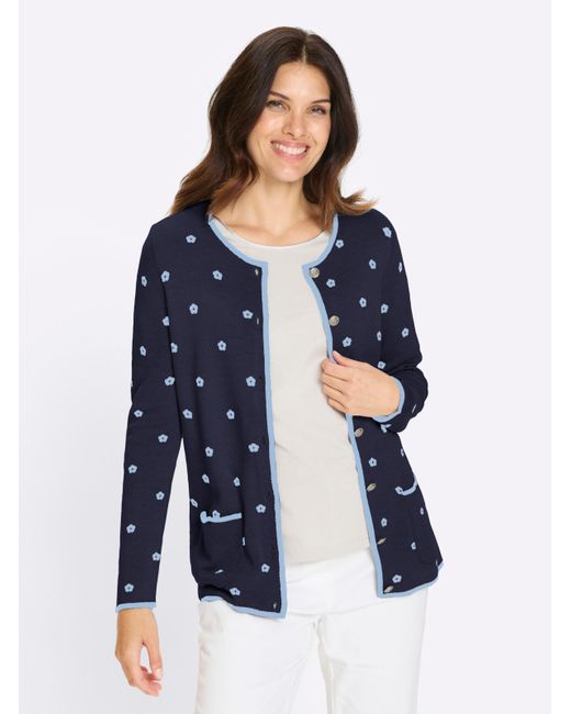 Sieh an! Blue Jacquardstrickjacke