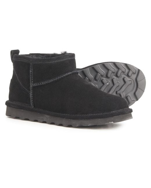 BEARPAW Suede Shorty Sheepskin Ankle Boots in Black ii (Black) | Lyst