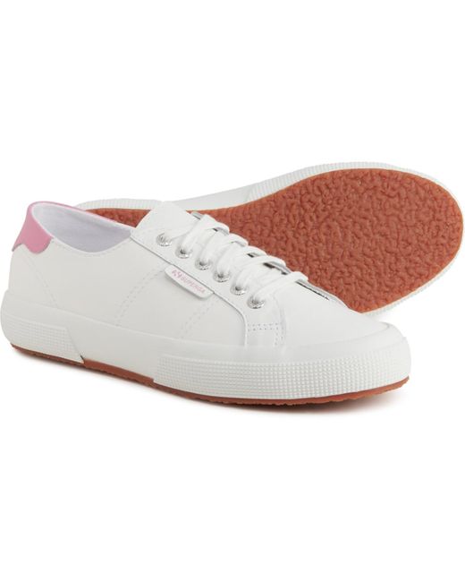 Superga 2750 Nappa Leather Heel Tab Sneakers in White | Lyst