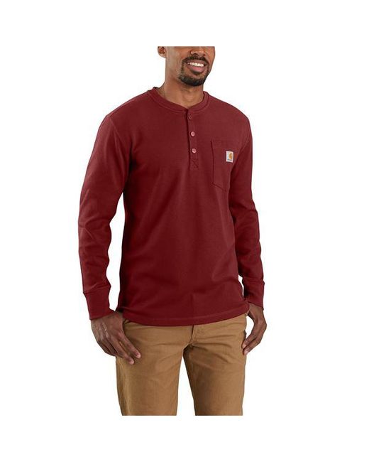 Carhartt 104429 Relaxed Fit Heavyweight Pocket Thermal Henley Shirt in ...