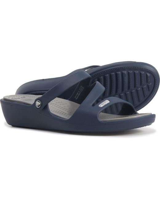 Crocsâ¢ Patricia Wedge Sandals in Navy/Smoke (Blue) - Save 21% - Lyst