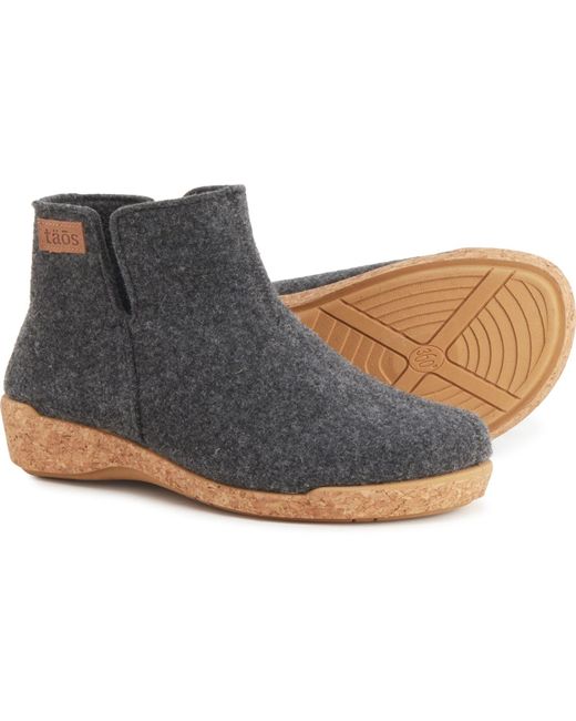 Taos Footwear Made In Europe Woolly Boolly Ankle Booties in Charcoal