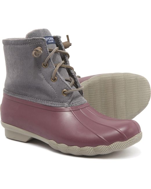 Grey-wine Saltwater Corduroy Duck Boots 