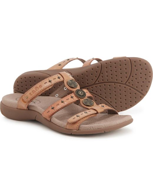 Taos Footwear Leather Festive Adjustable Slide Sandals in Honey (Brown) | Lyst