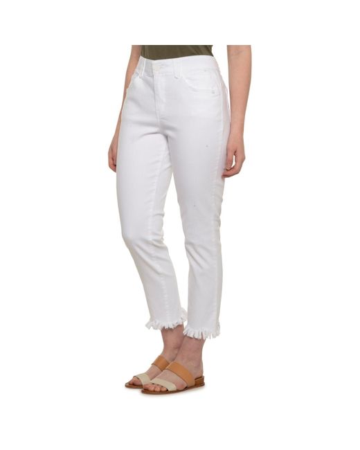 Democracy Denim Abtechnology Chewed Hem Ankle Skimmer Jeans in White Lyst