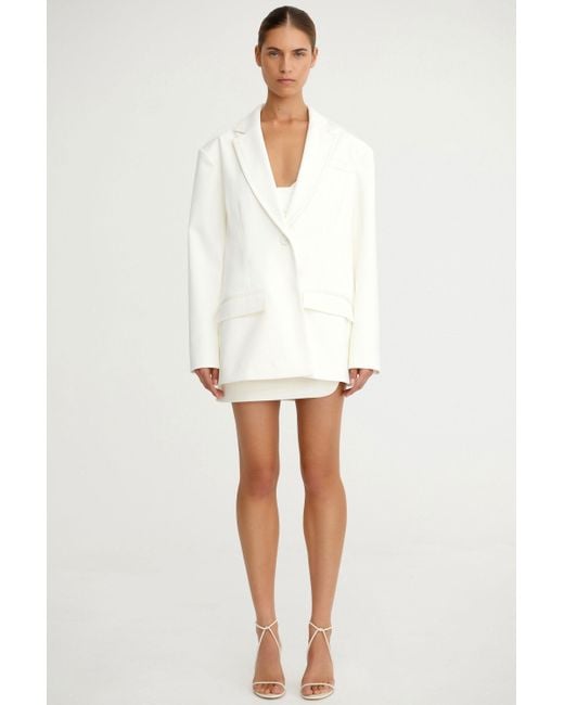 SO ONLINE AU Women's White Boxy Twill Blazer, Color, Size