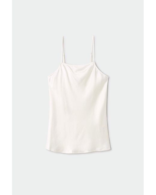 SILK LAUNDRY Straight Neck Cami in White | Lyst
