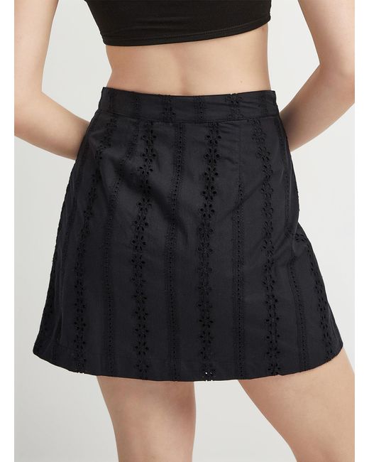 Icône Black Broderie Anglaise Wrap Miniskirt