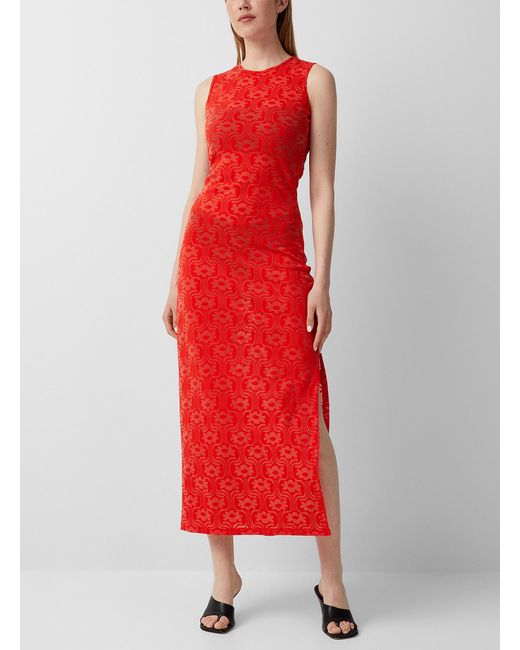 Eckhaus Latta Red Sheer Pattern Dress