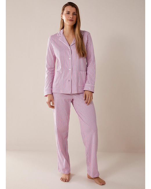 Ralph Lauren Pink And Blue Striped Pyjama Set