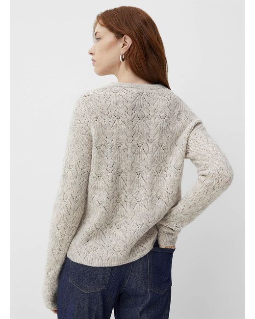 Contemporaine Multicolor Touch Of Wool Openwork Fuzzy Sweater