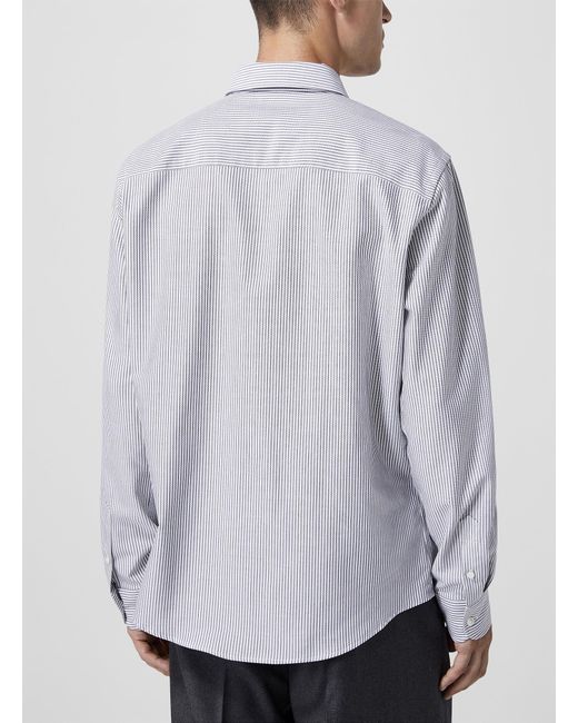 AMI Gray De Coeur Striped Oxford Shirt Unisex