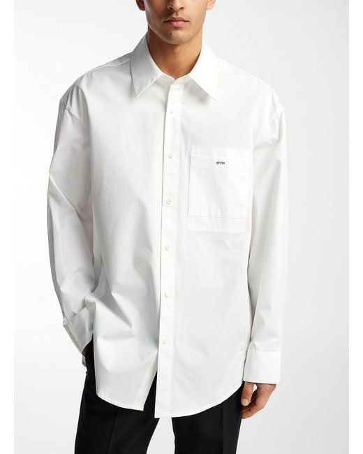 Wooyoungmi White Logo Appliqué Poplin Shirt for men