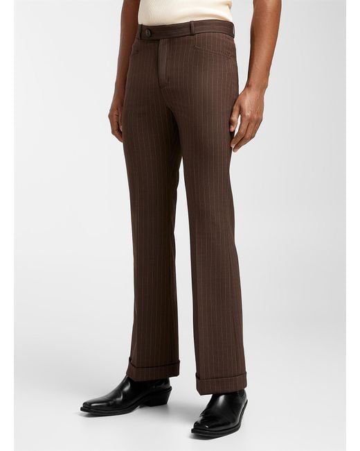 Ernest W. Baker Brown Cuffed Pinstripe Pant for men