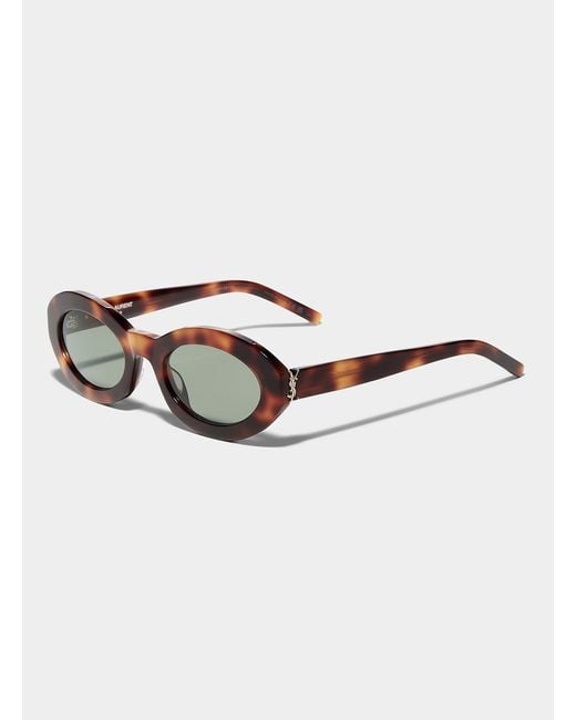 Saint Laurent Gray Signature Hinges Oval Sunglasses