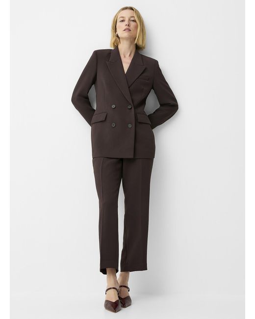Contemporaine Gray Textured Crepe Plain Blazer